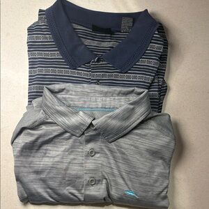 2 Men's Polo Shirts: Gray Bob Timberlake & Navy Ping size Large